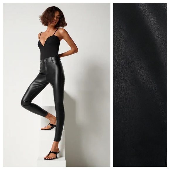 Zara | Pants u0026 Jumpsuits | Nwt Zara Black Faux Leather Highwaisted Leggings  Size Xxl | Poshmark